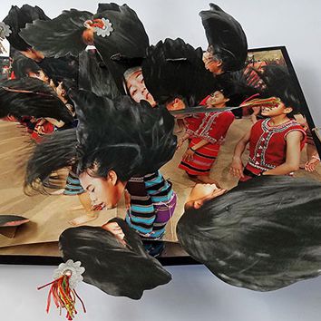 Colette Fu (American, Contemporary), Wa Hair Swinging Dance (detail), 2016, Pop-up book, 25” x 17”, Courtesy of the Artist