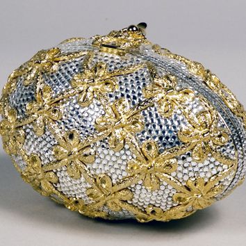 Fabergé-inspired Egg Handbag, 1978, Swarovski crystals, gold-plated metal, Gift of Rosalie K. and Sydney Shaftman, 2008.039
