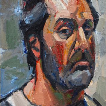 Glen Cebulash (American, b. 1966), Self Portrait (detail), 2018, Oil on canvas, mounted on wood, 16” X 12”, Courtesy of the Artist


