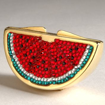 Watermelon Slice Pillbox, undated, Swarovski crystals, gold-plated metal, Gift of Rosalie K. and Sydney Shaftman, 2005.011