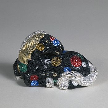 Resting Horse (detail), 1979, Swarovski crystals, onyx, gold-plated metal, Gift of Rosalie K. and Sydney Shaftman, 2008.034
