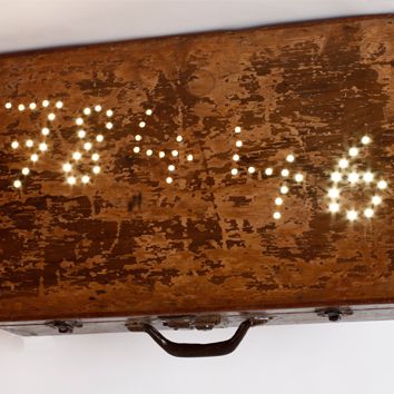 Haim Maor, My Father’s Suitcase (detail), 2008. Suitcase with light. Courtesy of the Artist
