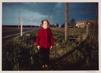 William Eggleston (b. 1939), Untitled (Young Boy in Red Sweater), 1971, printed 1996. Dye transfer print: sheet, 13 5/8 × 18 5/8 in. (34.6 × 47.3 cm); image, 12 11/16 × 17 3/4 in. (32.2 × 45.1 cm). Whitney Museum of American Art, New York; gift from the Emily Fisher Landau Collection 2019.464.8. © Eggleston Artistic Trust