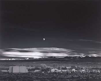 Ansel Adams (American, 1902-1984), Moonrise, Hernandez, New Mexico, 1941, printed ca. 1963-1970, Gelatin silver print, Courtesy of Virginia Museum of Fine Arts, Richmond. Adolph D. and Wilkins C. Williams Fund. Photograph by Ansel Adams, © The Ansel Adams Publishing Rights Trust