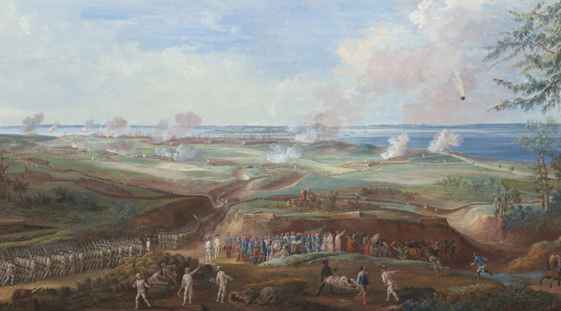 Painting of a battlefield in Yorktown, Virginia