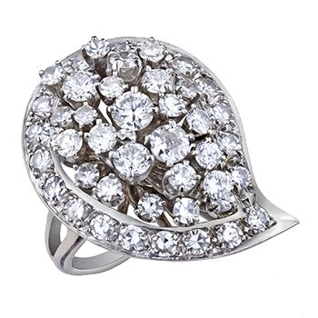Viola Davis - Mid-century pear, baguette, and marquise diamond, platinum diamond, and platinum ring, Circa 1950, Courtesy of Neil Lane Couture