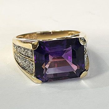 Amethyst and Diamond Ring in 14K, Courtesy of Beladora