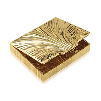 14k Rose gold cigarette case in a shell design, engraved on the interior: 