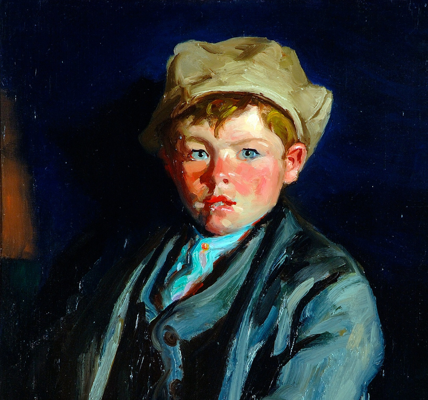 Painting of a boy wearing a suit and hat