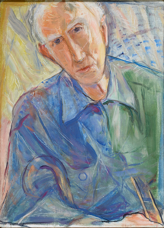 Pierre Daura, (Catalan-American, 1896-1976), Daura with Cane and Brushes, circa 1970-1971, oil on canvas, Taubman Museum of Art, Gift of Martha Randolph Daura, 2003.026
