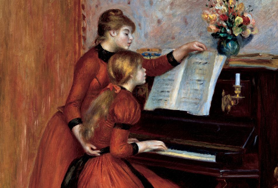 Pierre-Auguste Renoir (French, 1841–1919), Young Girls at the Piano (detail), c. 1889, oil on canvas, 22 x 18 1/4 in. (55.9 x 46.4 cm), Joslyn Art Museum, Omaha, Nebraska, Museum purchase, 1944.20