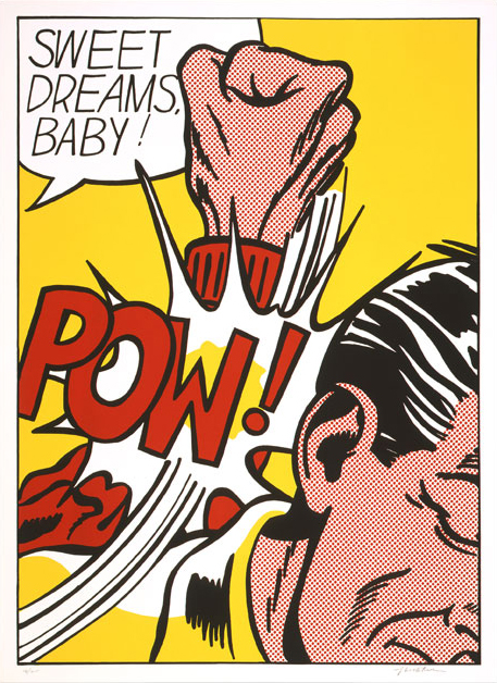 Roy Lichtenstein (American, 1923-1997), Sweet Dreams Baby!, plate 1 from the Portfolio 11 Pop Artists, Vol. III, edition 54/200, 1965, screenprint, 37 7/8 x 27 5/8 in., 2008.242e, © Estate of Roy Lichtenstein