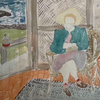 Milton Avery (1885-1965), Visitor by the Sea (detail), 1945, watercolor and pencil on paper, 22 3/4