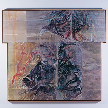 Ray Kass (American, born 1944), Wilson Creek Polyptych, 1991, watercolor on rag paper with beeswax/methylcellulose coating, mounted on canvas, Taubman Museum of Art, Gift from the Collection of Ruth and Richard Shack, 1995.006