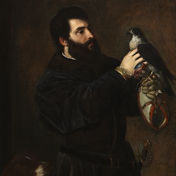 Tiziano Vecellio, called Titian (Italian, Venetian, c. 1488–1576), Portrait of a Man of the Cornaro Family with a Falcon (detail), late 1520s, oil on canvas, 42 3/4 x 38 in. (108.6 x 96.5 cm), Joslyn Art Museum, Omaha, Nebraska, Museum purchase, 1942.3. Dedicated in 2007 in honor of Robert H. Ahmanson. Photograph © Bruce M. White, 2019
