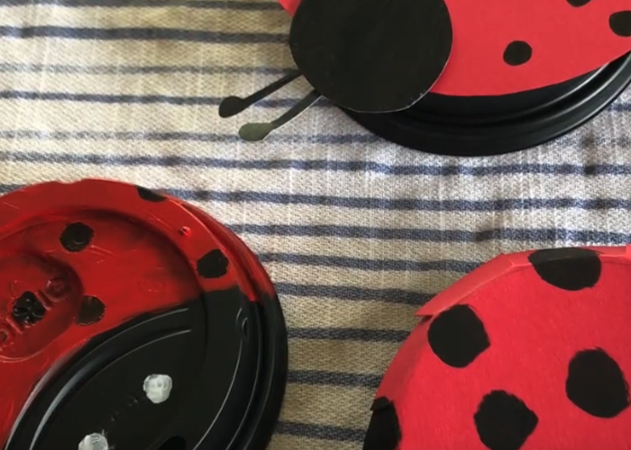 Coffee Lid Ladybugs