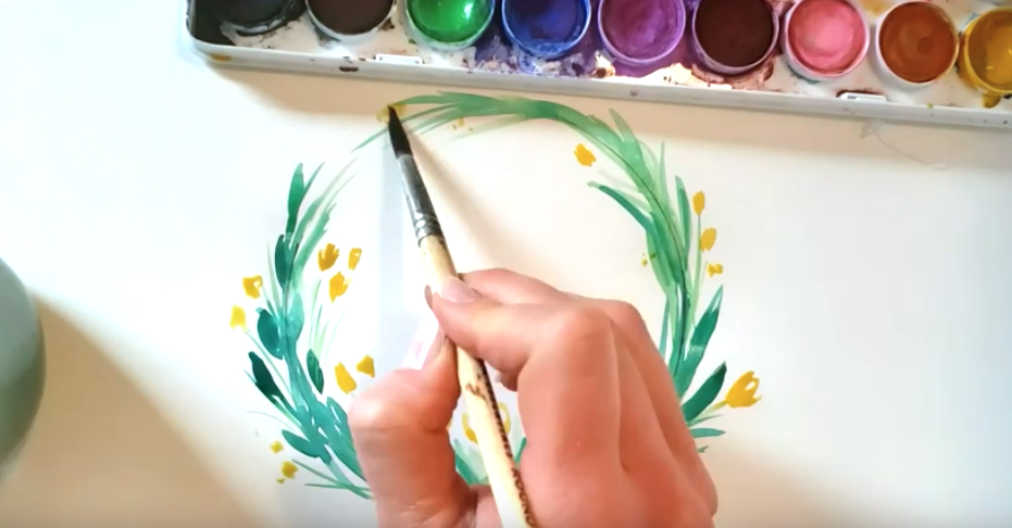 Watercolor Spring Wreath Tutorial: Pull out your watercolors and paint a wreath!