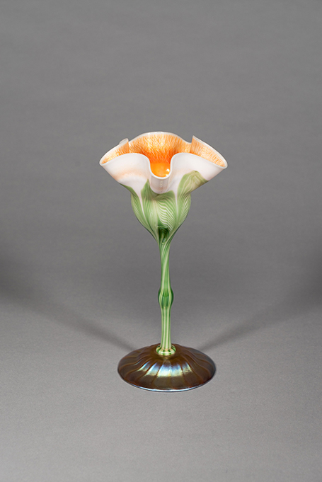 Tiffany Studios (American, flourished 1878-1933), Flower Form Vase, ca. 1907, blown glass, 11 1/2 x 4 7/8 inches diameter