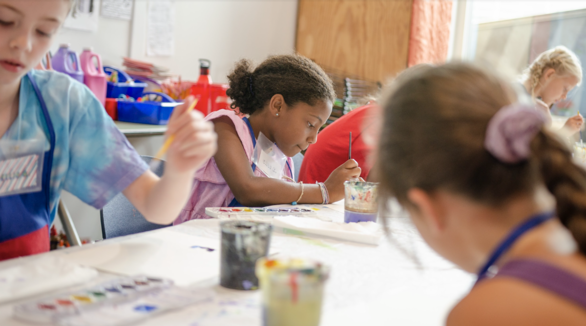 Young camper paints at the Taubman Museum of Art