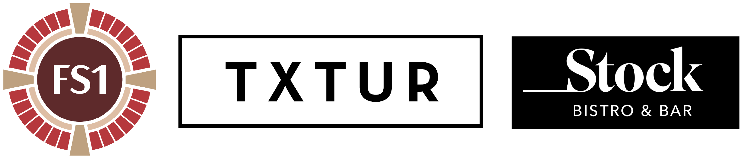 Logos for Fire Station One, TXTUR, and Stock