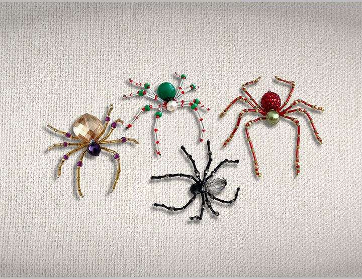 Small spider-shaped decor made up of colorful beads
