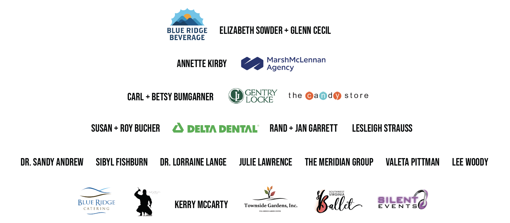 Sponsor names and logos