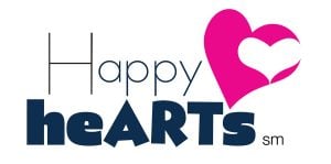Happy heARTs logo with a pink heart enveloping a white heart
